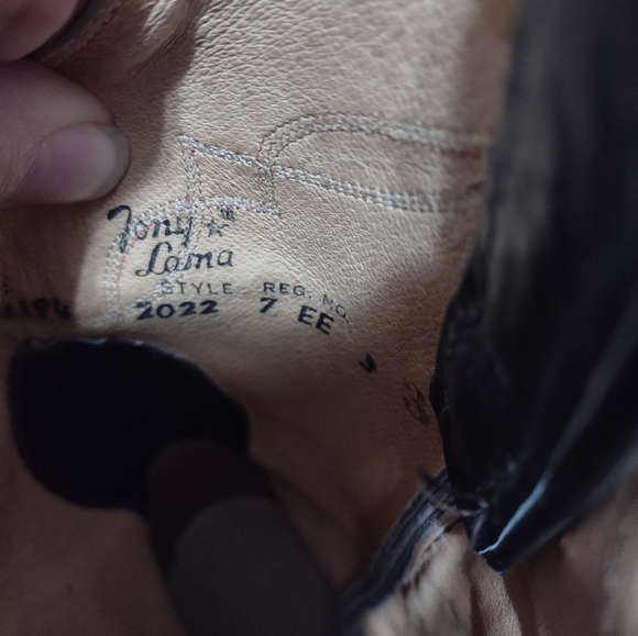 Tony Lama style 2022 black & red western boots size 7 EE - Picture 5 of 8